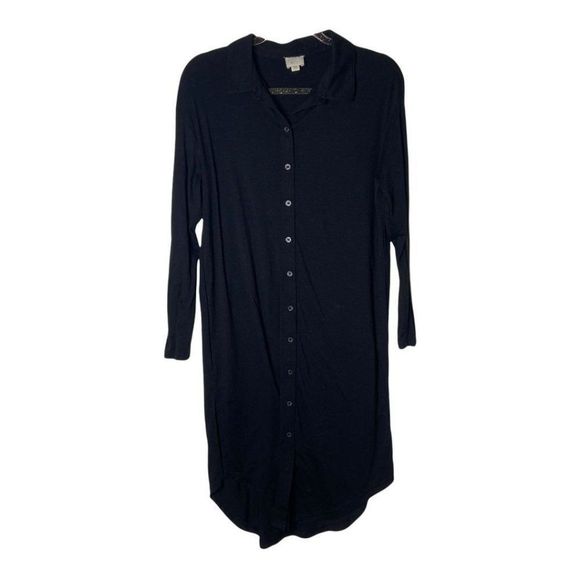 Anthropologie Postmark Black Long Sleeve Button Up Shirt Midi Dress Size S - Picture 2 of 5